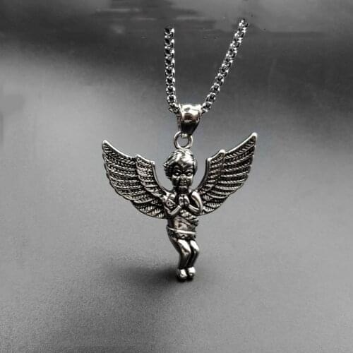 Fashion titanium steel angel wings pendant necklace stainless steel jewelry hot sale