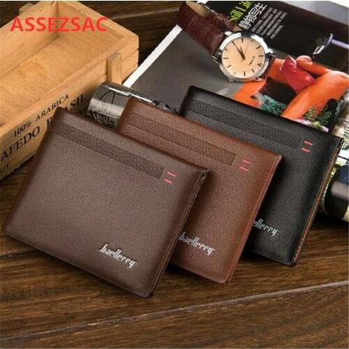 ASSEZSAC New Baellerry Men Short Wallet High Quality Refined Slim Simple Thin Wallet Fashion Men Purse Money PU Leather