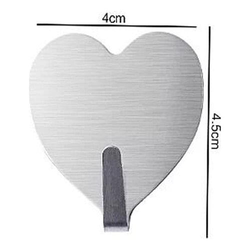 Stainless steel viscose hook peach heart silver glue hook free nail seamless finish hook creative door hook