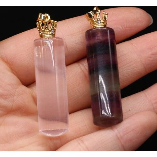 2021 New Spot Natural Semi-precious Stones Perfume Bottle Pendant Handmade Crafts DIY Making Necklace Bracelet Jewelry 12x48mm