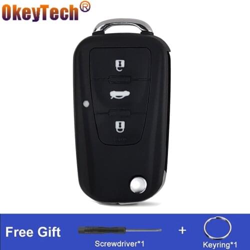 OkeyTech 3 Buttons For MG GS Roewe MG7 GT GS 350 360 750 W5 Remote Flip Folding Car Key Shell Replacement Fob Key Case Cover