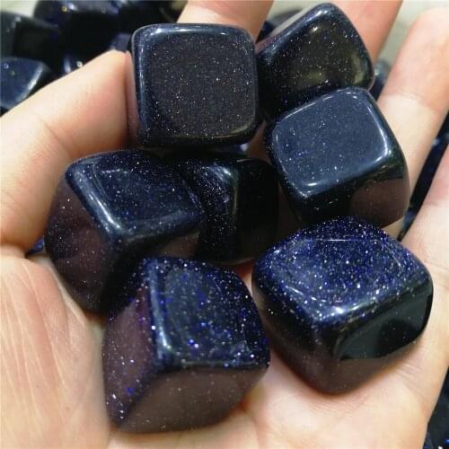 Wholesale High Quality blue gold sand stone cube Polished Gravel Specimen crystal ore and minerals happy fish tank stone flashy