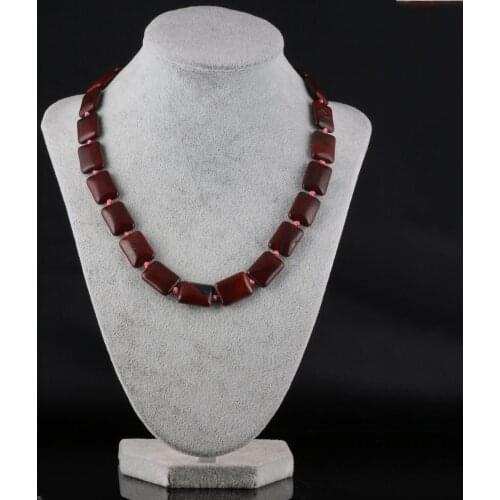 Natural Stone Necklace Crystal Agates Malachite Rectangle Beads Necklaces for Women Jewelry Accessories Vintage Style 18 inches