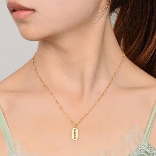 Blade trend necklaces women cute pendants stainless steel woman accessories fashion necklace jewelry gold chain on the neck 2019