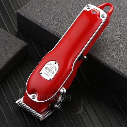 Red Metal Barbershop Cutter Hair Cutting Machine Haircut Cordless Hair Clipper Hair Trimmer Pop Barbers 110-240v