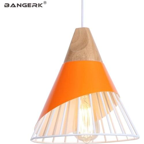 Industrial Wind LED Pendant Lamp Loft Decor Modern Hanging Lights Iron Wood Dining Room Bar Home Lighting Edison Droplight
