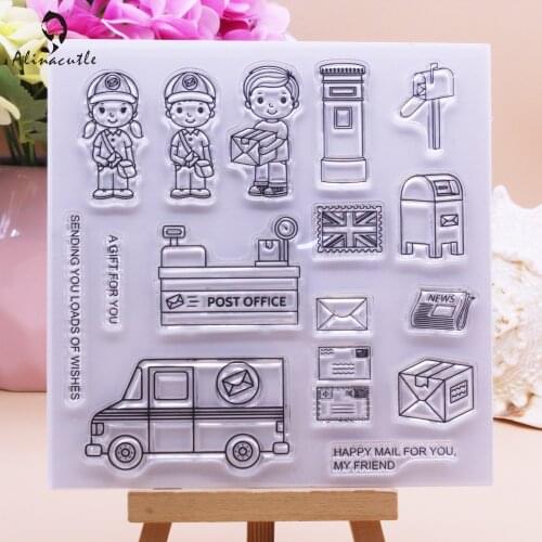 CLEAR STAMPS Post Office Happy Mail Scrapbooking Handmade Card Album Paper Craft Rubber Transparent Silicon Stamp Alinacutle