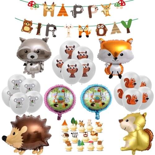 2020 NEW Safari Woodland Tableware Jungle Safari Party Decoration Forest Animal Fox Foil Ballon Baby Shower Kids Birthday Decor