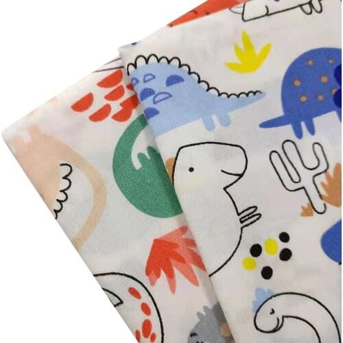 Cartoon Dinosaur Print Cotton Twill Fabric By Meters Breathable Soft 100% Pure Cotton Twill Fabric for DIY Sewing Cloth Textile