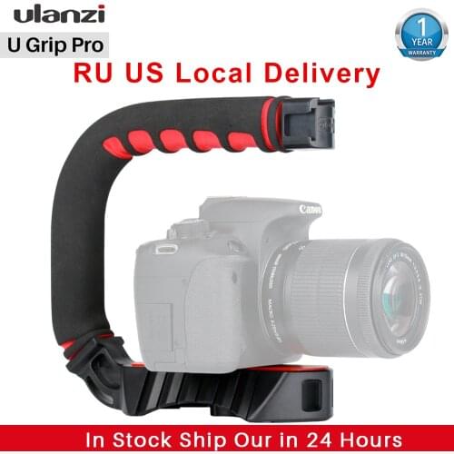 Ulanzi U-Grip Triple Cold Shoe Mount Stabilizer Handle Grip Rig Photo Studio Set with Microphone for DSLR Nikon Canon Smartphone