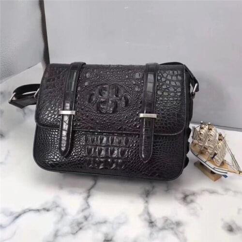 Authentic Exotic Crocodile Skin Mens Satchels Bag Message Purse Genuine Real Alligator Leather Male Single Cross Shoulder Bag