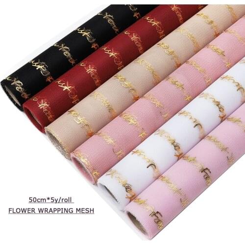 Korean Letter Flower Wrapping Mesh Paper Net Yarn Package Materials Bouquet Florist Supplies Christmas Gift Packaging 50cm*5y