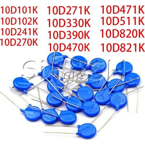 20pcs varistor 10D270K 10D330K 10D390K 10D470K 10D151K 10D241K 10D271K 10D331K 10D391K 10D431K 10D471K 10D561K 10D681K 10D821K
