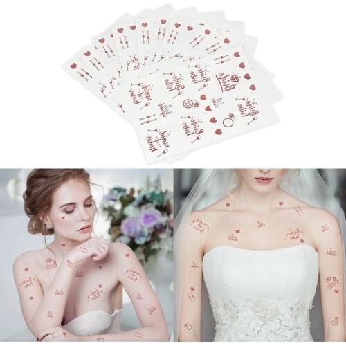 1/3Pcs Rose Gold Bridal Bridesmaid Team Temporary Tattoo Waterproof Sticker Bride To Be Party Wedding Decoration Supplies