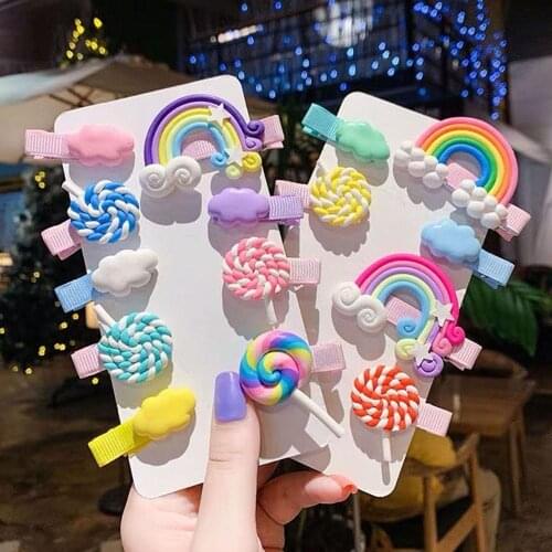 Fashion Rainbow Lollipop Hairpins Children Girls Hair Clip Pin Hairgrips Accessories for Women Kids Hair Ornaments Headdress