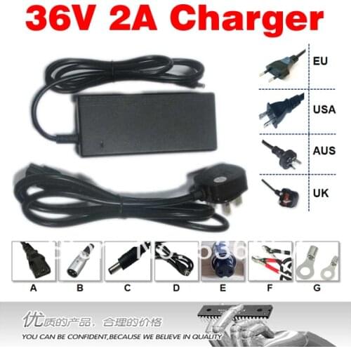 36V 2A Lithium ion battery Charger Ouput 42v 2a charger Used for 36v 8ah 10ah 12ah and 15ah e-bike battery CE UL standard 36v2a