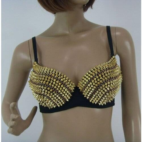 Belly Dance Bra Nightclub Bra DS Performance Clothing Riveting Nail Bra Studded Brassiere
