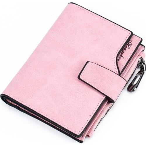Hengsheng Womens Wallet Short Candy-Colored Buttons Leather Wallet Card Bit More Zipper Handbag a Generation of Fat
