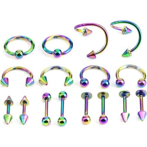 16PCS/Set Stainless Steel Fashion Piercing Set Eyebrow Bar Lip Nose Pircing Ear Studs Stainless Steel Mixed Body Jewelry