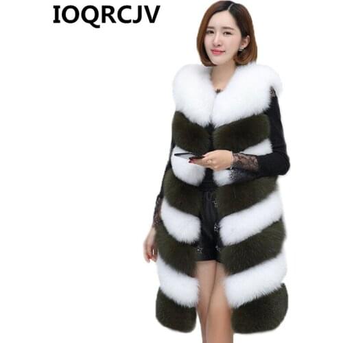 2019 Winter Faux Fox Fur Vest Women Fashion Long Artifical Fox Fur Vests Woman Warm Furry Slim Fake Fox Fur Coats Female R424