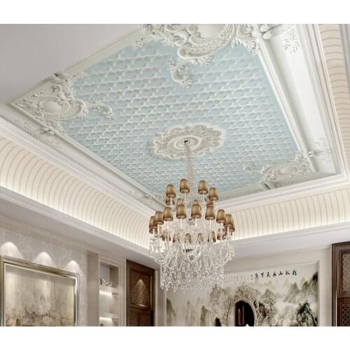 Custom 3d wallpaper 3d ceiling White plaster European relief sculpture Living room bedroom ceiling mural wallpaper