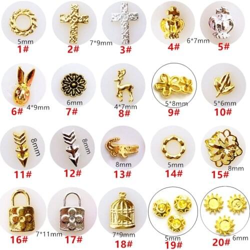50pcs/pack Japan 3D Nail Art Decorations Metal Nail Accessories Kawaii Flower Cross Nail Parts DIY Charm Alloy Nail Supplies