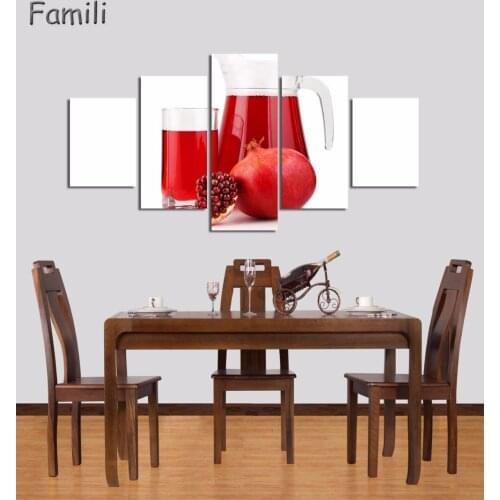 5 Panel Food And Cup Of Modern Canvas Print Painting Wall Art Picture For Kitchen Room Decoration Artwork Unframed,oil painting