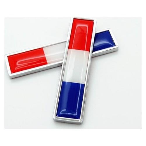 50 Pairs Metal International France Flags Car Emblem Badge Decorations 3D France Flag Car Tail Fender Styling Stickers