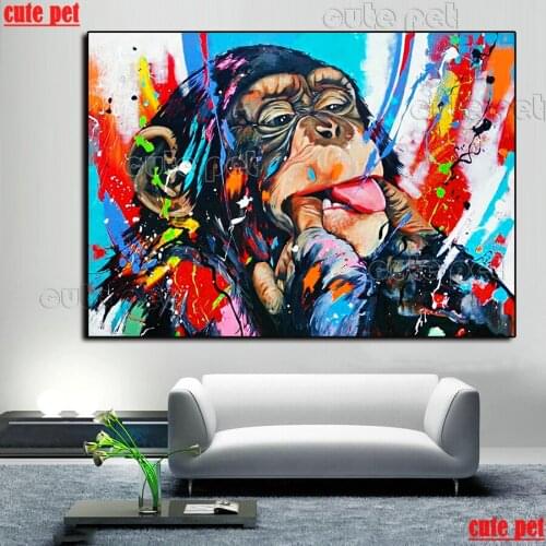 5D Apes DIY Square Round Stone Diamond Painting Cross Stitch color Animal Diamond Embroidery monkey Mosaic Hobby decor salon