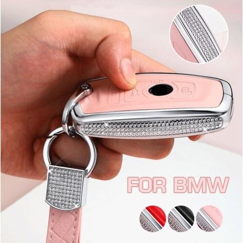 Diamond Zinc Alloy Car Smart Key Fob Case Cover For BMW 3 4 5 Series 320i 530i 550i F20 F21 F30 F31 F25 F01 F02 With Keychain