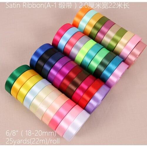 Satin Ribbon 20mm(0.8inch) 25Yards Wedding Silk Ribbon Party Decoration Satin Tapes Crafts Invitation Card Gift Wrapping DIY