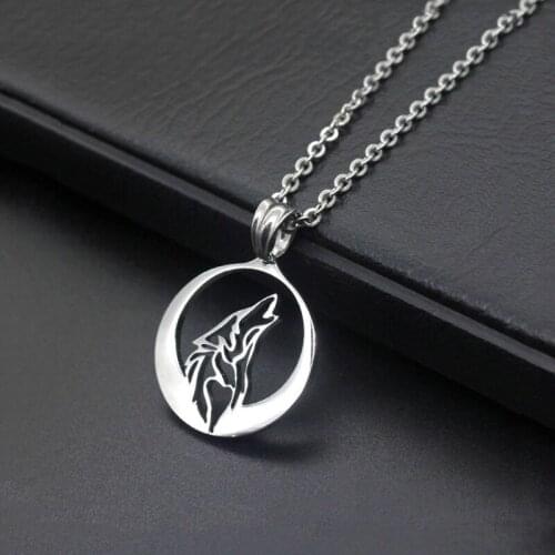 New Fashion Howling Wolf Head Stainless Steel Wolf Pendant Necklace Jewelry gift For Men Animal Movie Jewelry
