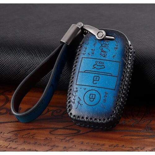 Retro style genuine leather car key case cover For Kia Rio K2 Optima K5 Sportage 2017 2018 Ceed Sorento Cerato K3 K4 Accessories