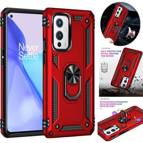 Funda for Oneplus 9 Case Shockproof Armor Car Magnetic Finger Ring Stand Phone Cover for One plus 9 Pro Silicone Bumper Shell