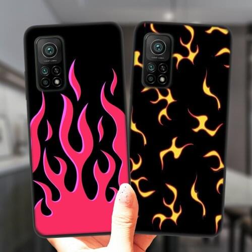 Red Green Flame Sparkle Phone Case For Xiaomi Mi 10T Lite 10 Ultra Redmi Note 9S 7 8 9 Note9 Pro 8T Black Soft Silicone Cover
