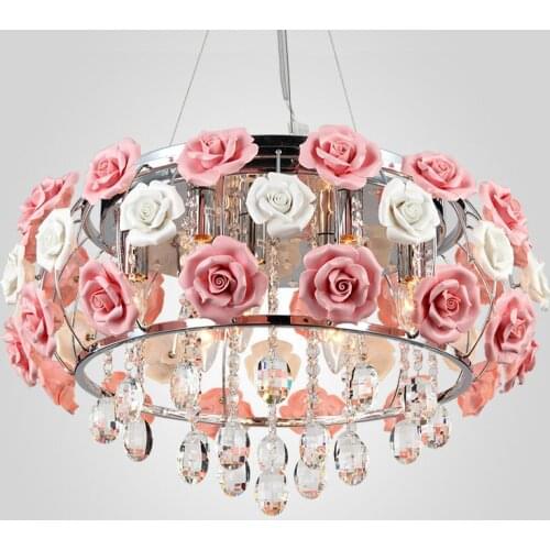 Flower rose chandelier Dining room Living room Kids room Girl room princess chandelier lamp Pink Lampshade wedding chandelier