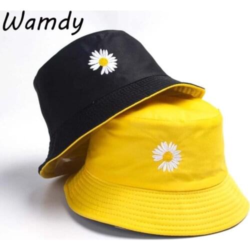 Double-side Unisex Harajuku Bucket Hat Fishing Outdoor Cap Bucket fishing Hats Sunscreen Embroidery Fisherman Hat New