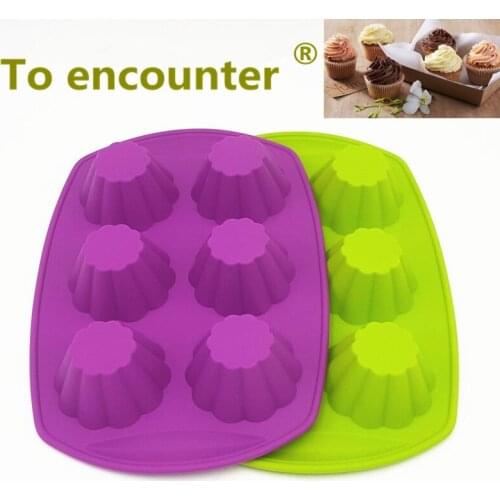 To encounter 30*20.5*4CM 175G Six Small CupCake Mold Egg Tart Mold 3D Silicone Cake Mold Baking Tools For Bakeware Free Shipping