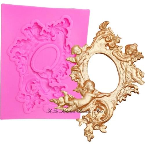 Sugarcraft Frame Baby angel silicone mould fondant molds cake decorating tools chocolate gumpaste mold lace pattern T0985