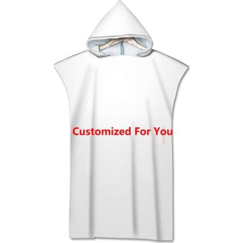 Customized Microfiber Photo Logo Bath Towel Dress Hooded Surf Adult Beach Swimsuit Printed Swimming Quick Dry Bathrobe