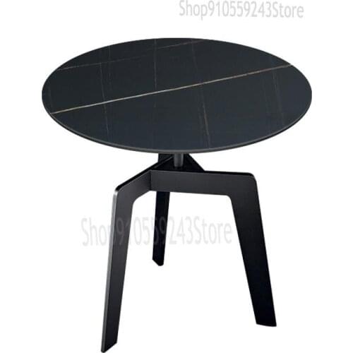 Italian Style Light Luxury Rock Slab Marble Small Round Table Living Room Simple Sofa Corner Table Small Apartment Creative Livi