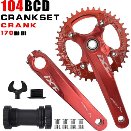 IXF MTB bike crankset bicycle hollow integrated crank modified single disc 104BCD 32 34 36 38 40 42T crankset bottom bracke