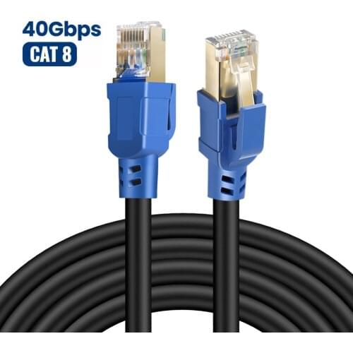 Ethernet Cable CAT8 40Gbps 2000MHz Pure Copper RJ45 Network Cable Wired Networking Braided Internet Lan Cord for Router Cable