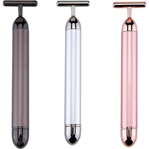 T-Shape 24k Golden Pulse Facial Massager, Electric Sign Face Massagefor Sensitive Skin Face Pull Tight Firming Lift