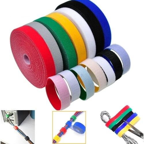 2M Reusable Nylon Cable Ties Velcros Self Adhesive Fastener Tape Strong Hooks Loops Strap Wire Tie Magnetic Tape DIY Accessories