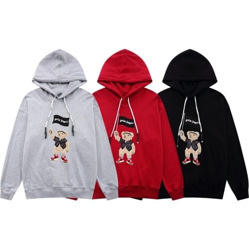Palm Angels 22SS Letter Logo tide - hooded sweater for men and women,bear pattern,fashionable,casual Loose Hooded Sports Jacke