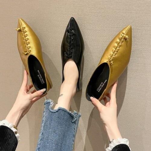 2021 New Women Shoes Spring Autumn Ladies Flat Ballet Shoe Fashion PU Leather Pointed Toe Shoes for Women Loafers Casual Shoe