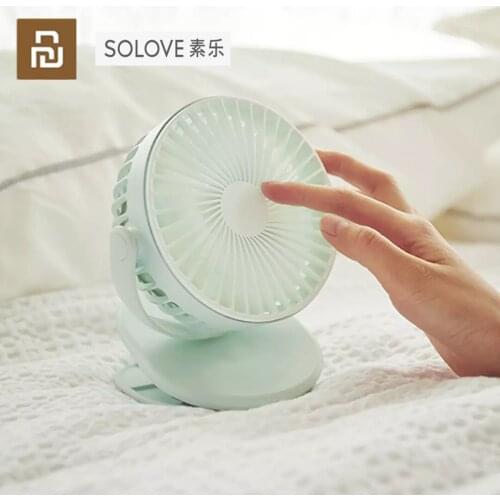 New XIAOMI SOLOVE Clip Mini Fan Portable USB Rechargeable Small Fan 360 Degree Rotating Easy To Carry Silent Desktop Fan