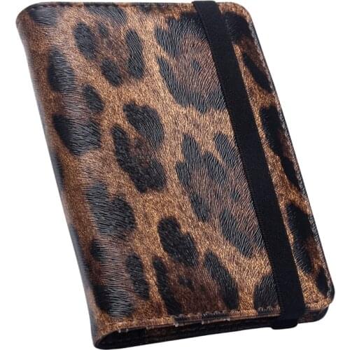 Brown Leopard complex passport cover with bandage waterproof passport holder Built in RFID Blocking Protect personal information