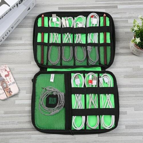 Portable USB Charger Earphone Cable Gadget Storage Bag Organizer Pouch Case Zipper Closure Digital Accessories Organizer Bag